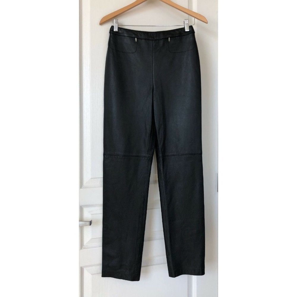 Vintage 90's Emanuel Ungaro Black Leather Slim Straight Pants